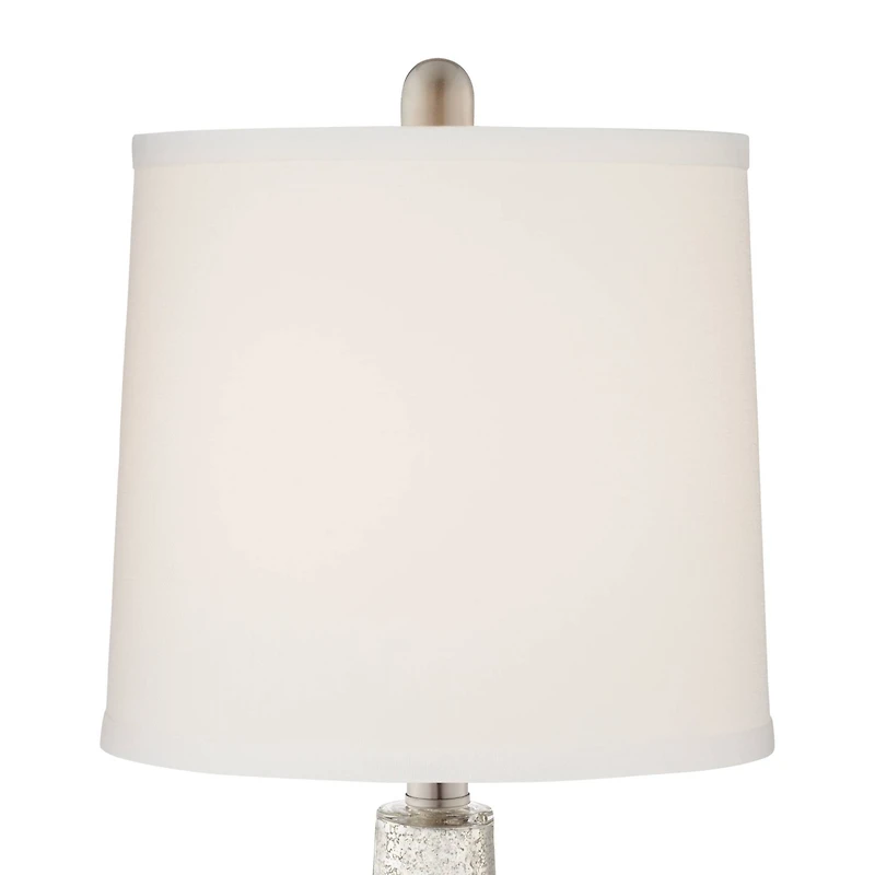 360 Lighting Ledger Modern Accent Table Lamps 21 3/4" High Set of 2 Mercury Glass with Usb Charging Port Off-White Drum Shade for Family Office D