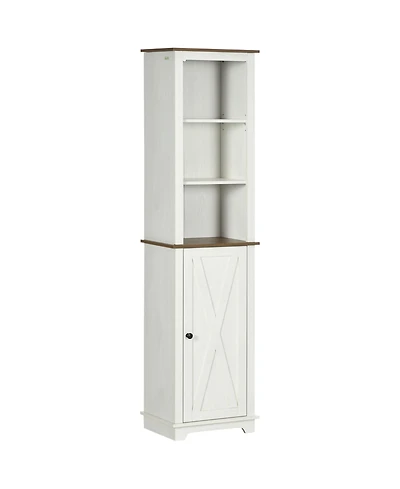 kleankin Slim Bathroom Storage Cabinet Freesding Linen Tower