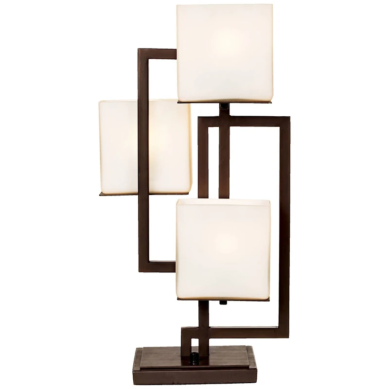 Possini Euro Design Lighting on the Square Modern Table Lamp 24" High Roman Bronze Metal Opal Glass Shade for Bedroom Living Room House Home Beds