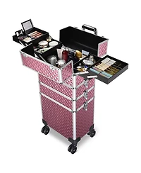 Byootique Antique Pink Rolling Makeup Case 4in1 Cosmetic Trolley Organizer Lockable