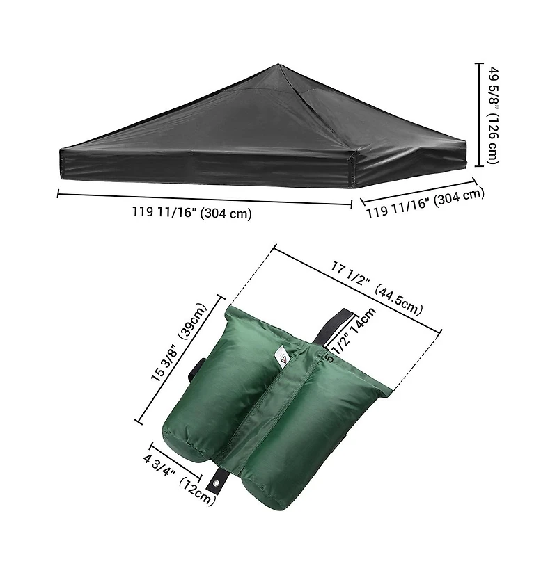 InstaHibit 10x10 Ft Pop up Canopy Top with 4 Sand Weight Bags Beach Yard Party