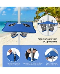 Slickblue Beach Canopy Tent with Detachable Sidewall and Folding Table-Blue