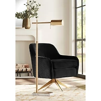 Possini Euro Design Traditional Pharmacy Floor Lamp 60" Tall Warm Gold Adjustable Swivel Head for Living Room Reading House Bedroom