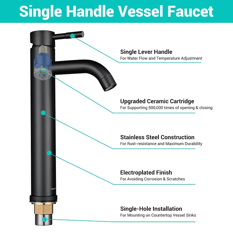 12" Modern Bathroom Lavatory Vessel Sink Faucet Single Handle Oil Rubbed Bronze