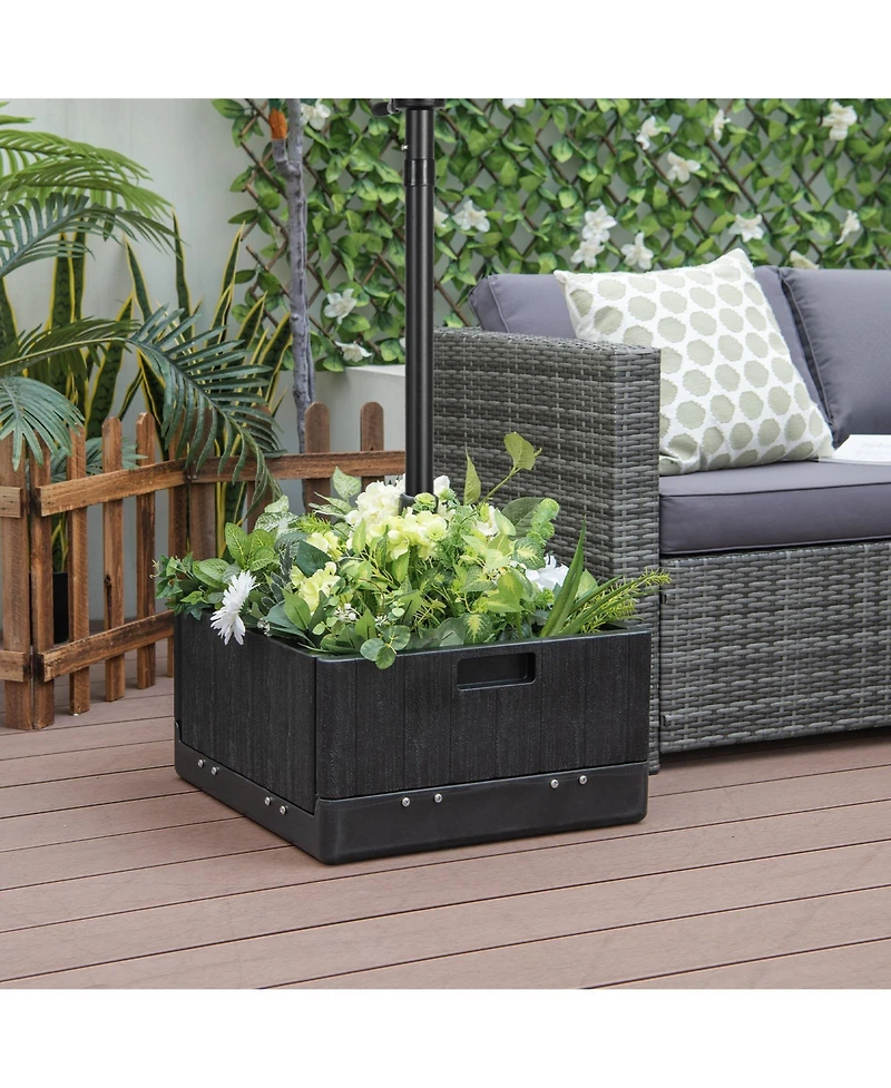 175 Lbs Outdoor Fillable Umbrella Base with Table Tray