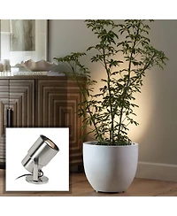 Pro Track Set of 2 Small Uplighting Indoor Accent Spot-Lights Plug-In Floor Plant Home Decorative Brushed Nickel Finish 8" High