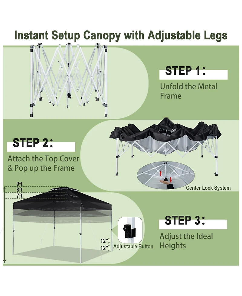 Slickblue 2-Tier 10 x 10 Feet Pop-up Canopy Tent with Wheeled Carry Bag