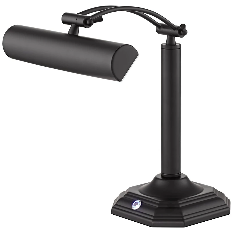 Grady Traditional Piano Banker Desk Table Lamp 16 1/2" High Led Black Bronze Metal Shade Adjustable Arm for Living Room Bedroom House Bedside Nightsta