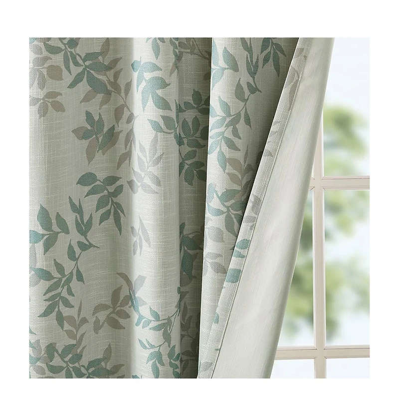 SunSmart Julie Botanical Blackout Curtain Panel for Bedroom, Grommet Top Single Living Room, Width 50 length 95 inches, Yellow Window Pane
