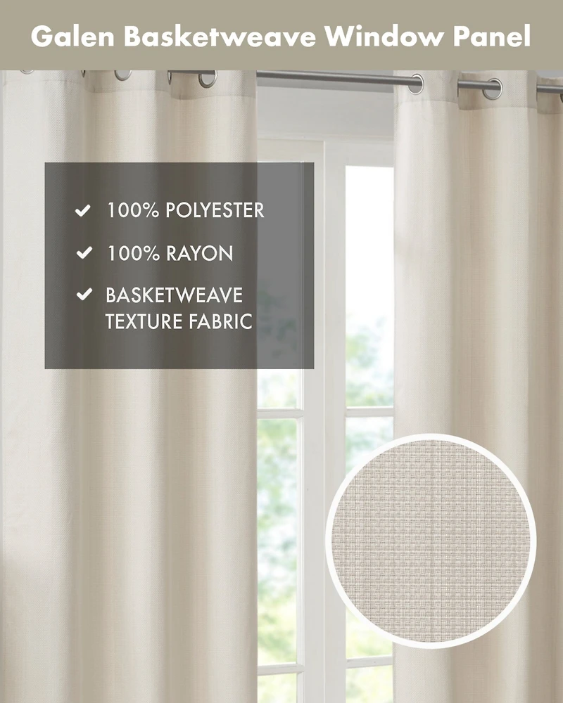 Madison Park Galen Basketweave Room Darkening Curtain panels Pair for bedroom, Silver grommet top fit up to 1.25 inches rod 2 set Living Ro
