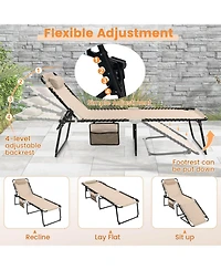 Costway 2 Pcs Patio Folding Chaise Lounge Chair Portable Sun Lounger with Adjustable Backrest