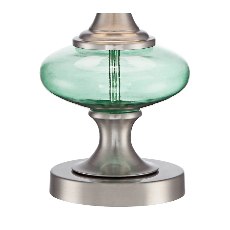 Reiner Modern Accent Table Lamp 23" High Brushed Nickel Blue Green Genie Glass Off White Drum Shade for Bedroom Living Room House Home Bedside Ni