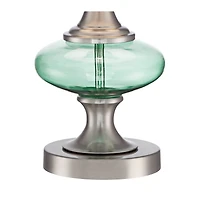 Reiner Modern Accent Table Lamp 23" High Brushed Nickel Blue Green Genie Glass Off White Drum Shade for Bedroom Living Room House Home Bedside Ni