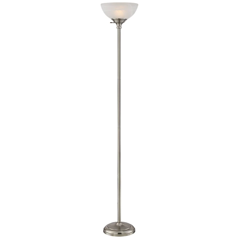 360 Lighting Maddox Modern Torchiere Floor Lamp 71" Tall Satin Nickel Silver Metal Alabaster Glass Shade for Living Room Bedroom Office House Hom