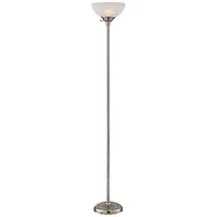 360 Lighting Maddox Modern Torchiere Floor Lamp 71" Tall Satin Nickel Silver Metal Alabaster Glass Shade for Living Room Bedroom Office House Hom