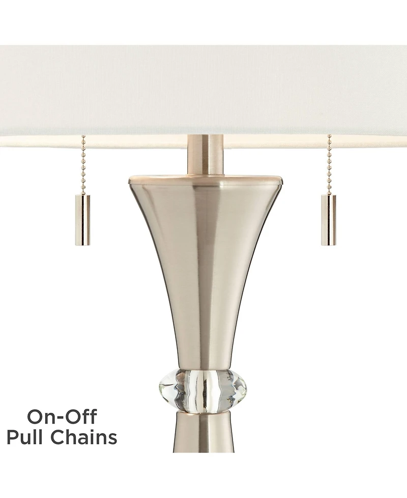 360 Lighting Rachel Modern Table Lamps 28" Tall Set of 2 Concave Column Hourglass Metal White Drum Shade for Bedroom Living Room Bedside Nightsta