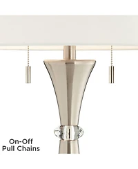 360 Lighting Rachel Modern Table Lamps 28" Tall Set of 2 Concave Column Hourglass Metal White Drum Shade for Bedroom Living Room Bedside Nightsta