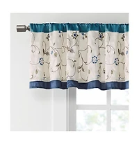Embroidered floral embroidery Window Valance for Bedroom and kitchen, Lining and 3" rod pocket fits up to 1.25" diameter rod valances for wi