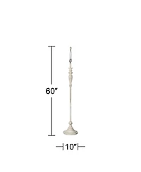 360 Lighting Vintage Shabby Chic Floor Lamp 60" Tall Antique White Washed Burlap Drum Shade for Living Room Reading Bedroom Office