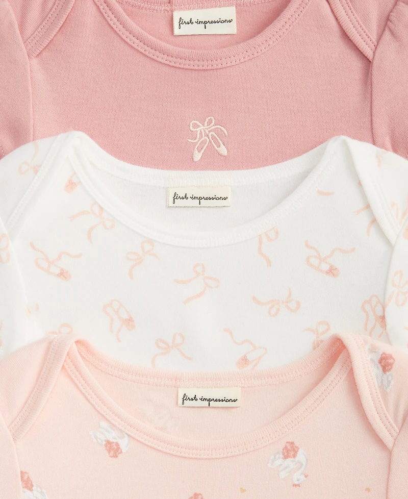 Baby Girls Tiny Dancer Bodysuits, 3 Pack, Exclusively at Macy's
