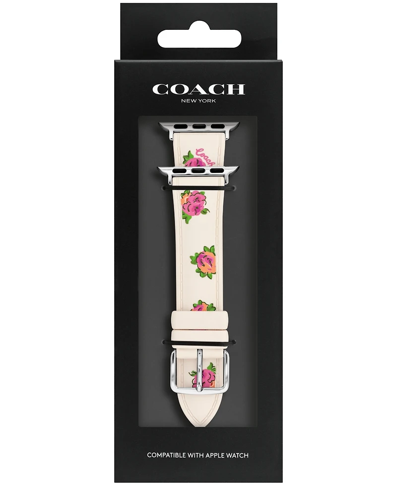 Coach Women's Chalk Floral Print Silicone Strap for Apple Watch 38mm, 40mm, 41mm