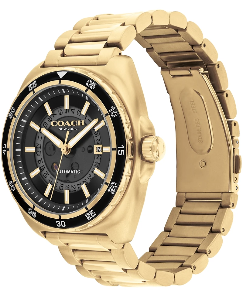 Coach Men's Automatic Gold Charter Stainless Steel Watch 44.5mm