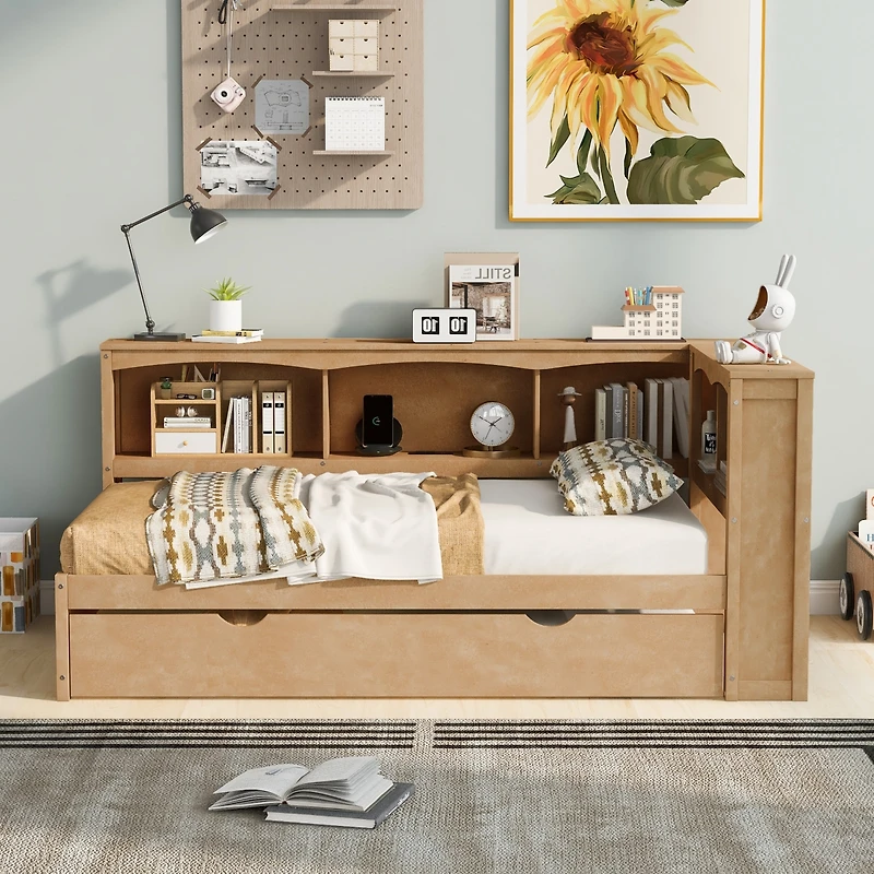 Streamdale Twin Daybed with Trundle, Storage, Usb