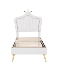 Streamdale Crown Headboard Upholstered Bed with Led Lights