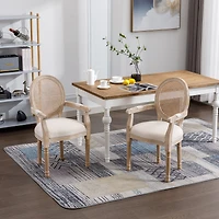 Streamdale French Vintage Upholstered Fabric Dining Armchair, Beige