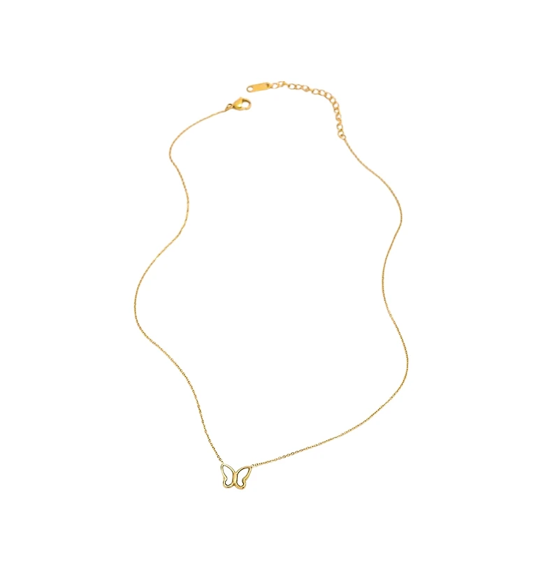 Hollywood Sensation Gold Butterfly Pendant Necklace with Mother of Pearl Inlay