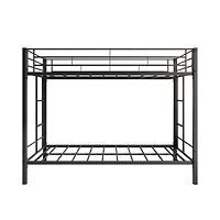 Simplie Fun Heavy Duty Twin Over Twin Metal Bunk Bed with Shelf