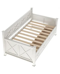 Simplie Fun Twin Size Wooden Modern And Rustic Casual Style Daybed, Cream