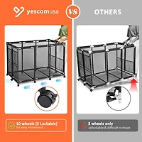 Yescom 48"x30"x34" Mesh Pool Storage Bin Rolling Cart Swim Toys Organizer Black