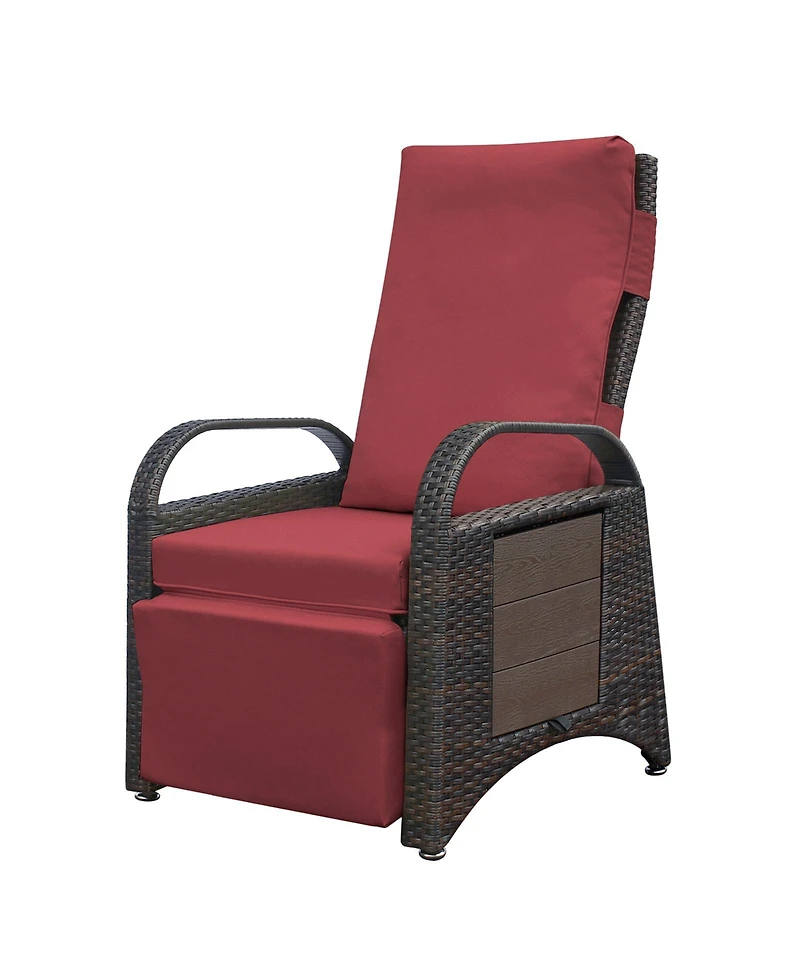 Streamdale Furniture Adjustable Outdoor Rattan Recliner with Hidden Table