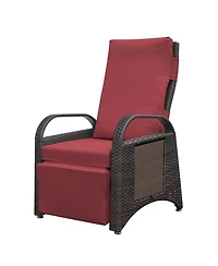 Streamdale Furniture Adjustable Outdoor Rattan Recliner with Hidden Table