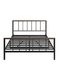 Simplie Fun Queen Metal Platform Bed with Headboard and Footboard