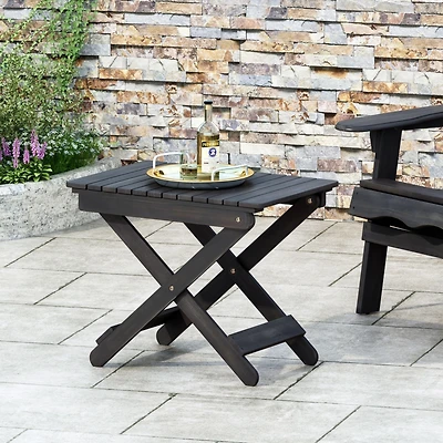 Streamdale Outdoor Folding Wooden Side Table, Dark Gray, 15"D x 22.75"W x 18.25"H