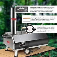 Streamdale Furniture Black 12 Outdoor Pizza Oven: Portable, Wood-Fired, Authentic Stone Baked Pizzas