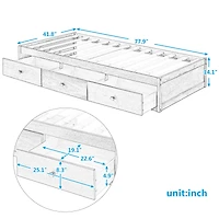 Streamdale Twin Size Platform Storage Bed With 3 Drawers