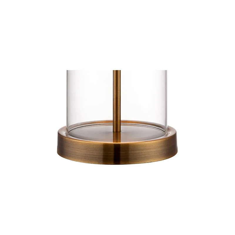 Modern Coastal Table Lamp Fillable 26" High Clear Glass Cylinder Gold Metal White Drum Ball Shade Decor for Living Room Bedroom Beach House Bedsi