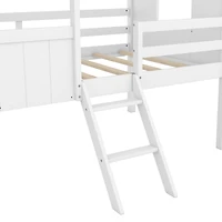 Simplie Fun Twin Size Low Loft Wood House Bed With Two Side Windows