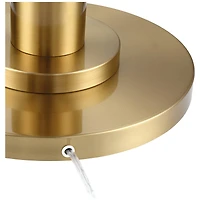 Possini Euro Design Granview Modern Floor Lamp 70 1/2" Tall Brass Metal Sheer Organza Outer Linen Inner Drum Shade for Living Room Bedroom Office