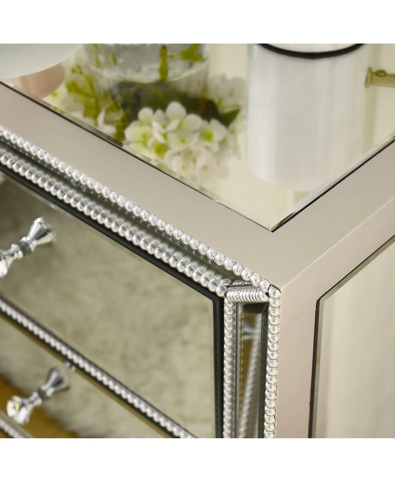 Streamdale Furniture Pearl Silver Mirrored 3-Drawer Cabinet