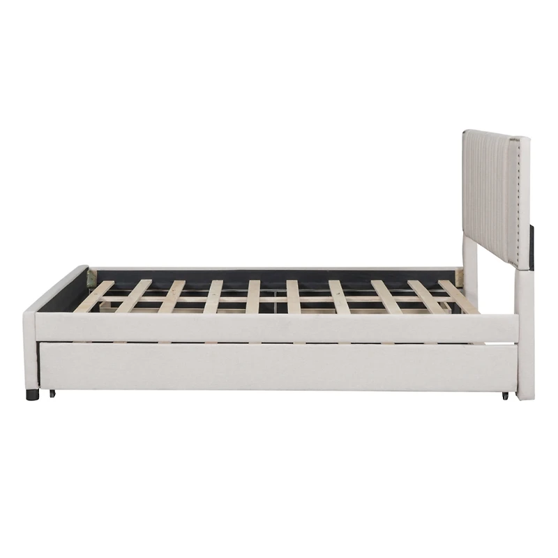 Streamdale Queen Platform Bed with 2 Drawers and Trundle