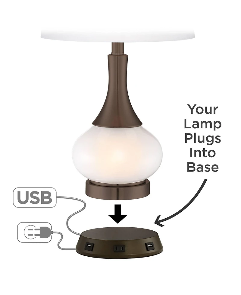 360 Lighting 1 3/4" High Universal Charging Workstation Lamp Base Usb Port Ac Power Outlet Brown Bronze Finish Metal Living Room