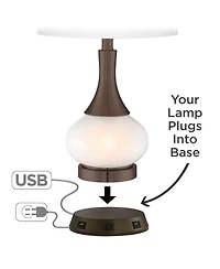360 Lighting 1 3/4" High Universal Charging Workstation Lamp Base Usb Port Ac Power Outlet Brown Bronze Finish Metal Living Room