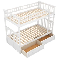 Streamdale Twin Over Twin Bunk Bed With Drawers, Convertible Beds