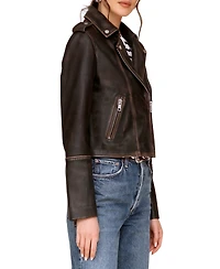 Avec Les Filles Women's Asymmetric Leather Moto Jacket