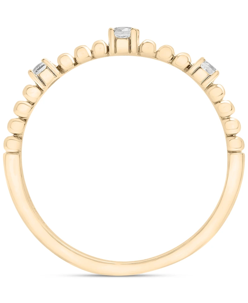 Diamond Beaded Narrow Stack Band (1/10 ct. t.w.) 10k Gold or White Gold, Created for Macy's