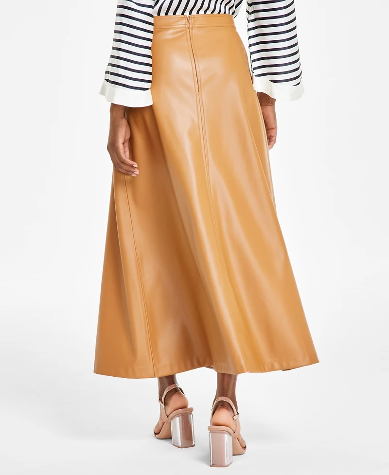Vince Camuto Women's Faux-Leather Seamed Maxi Skirt